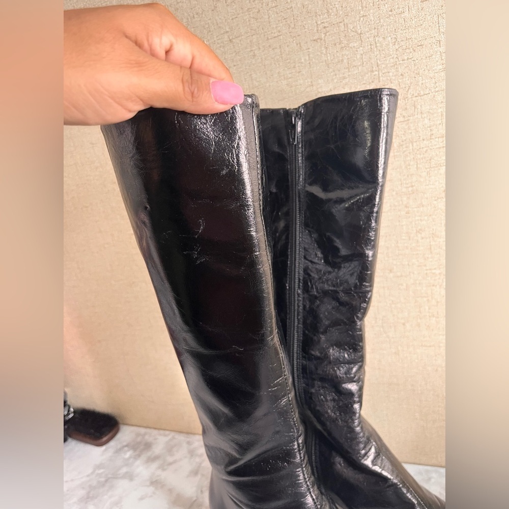 Topshop Glossy Black Knee-High Boots - Picture 8 of 13